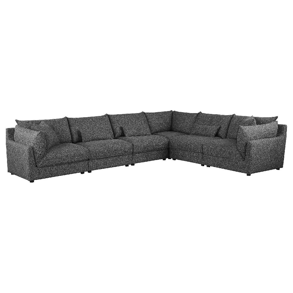 coaster Sasha 6-Piece Upholstered Modular Sectional Barely Black
