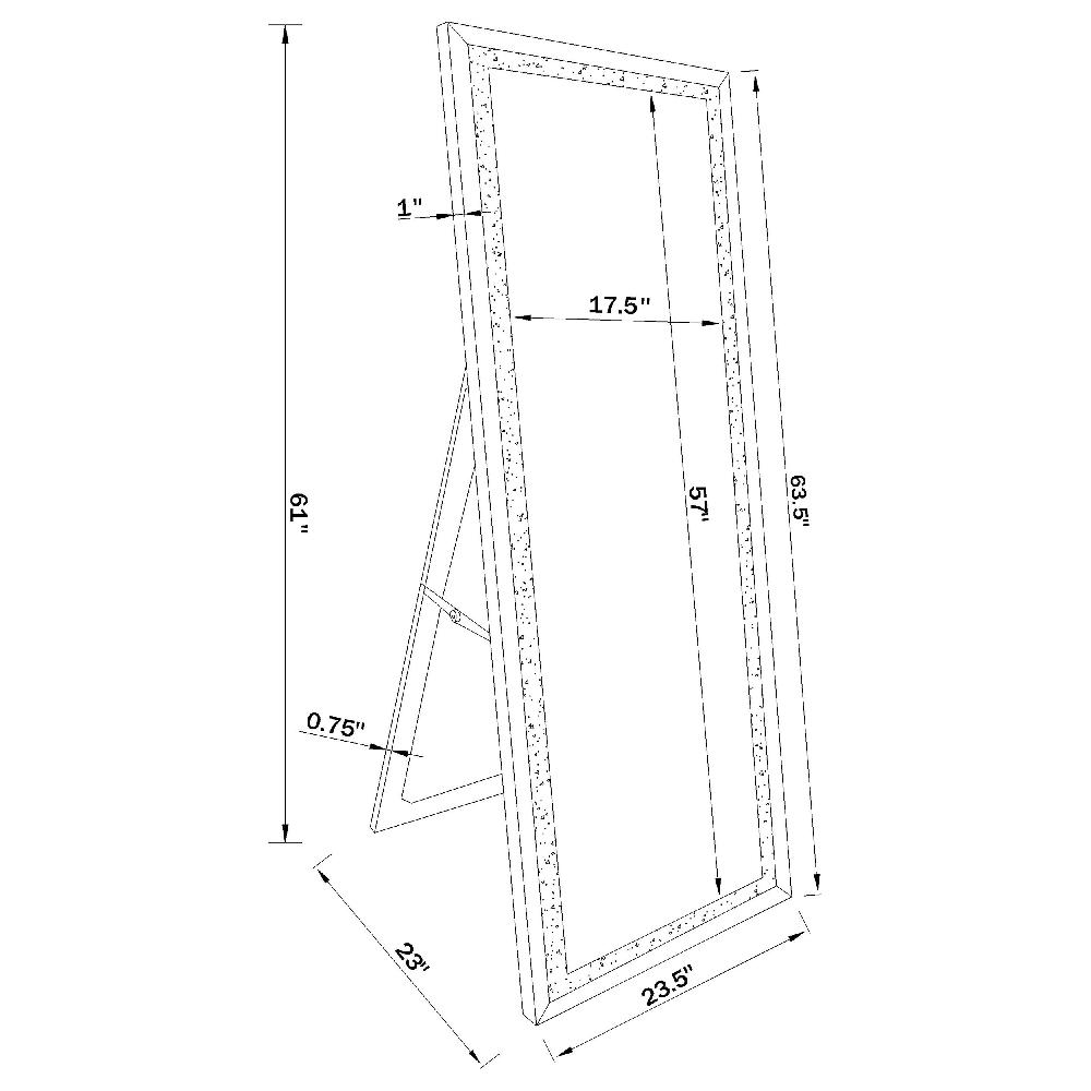 Coaster Seraphina 24 X 64 Inch Acrylic Framed Standing Mirror Silver