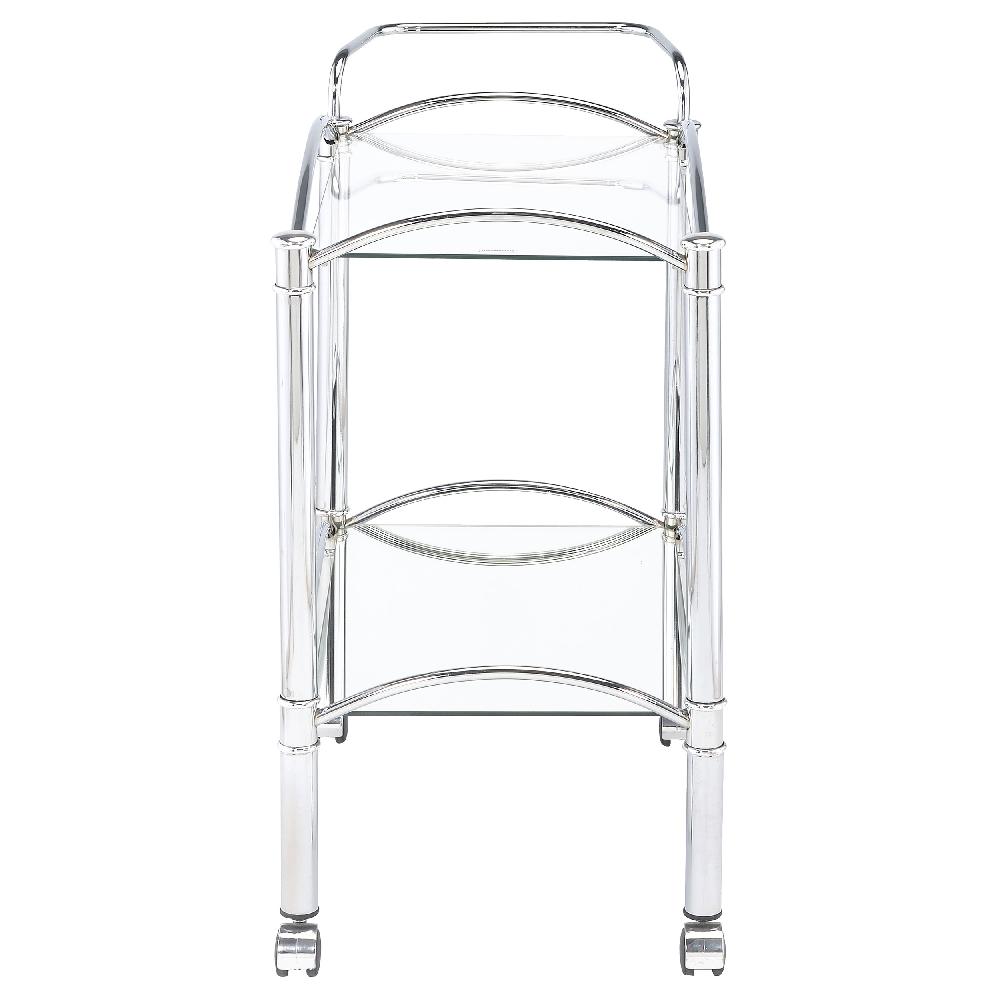 Coaster Shadix 2-tier Rectangular Glass Shelf Metal Bar Cart Chrome