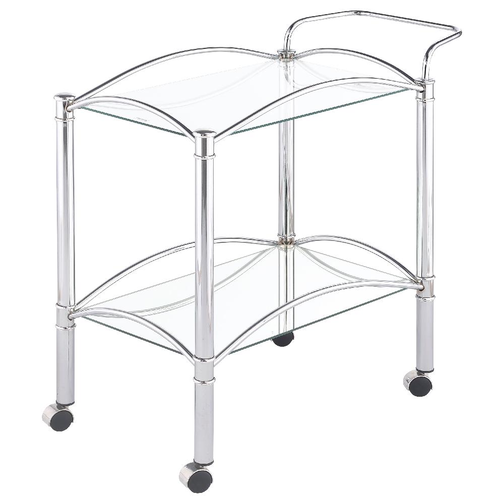 Coaster Shadix 2-tier Rectangular Glass Shelf Metal Bar Cart Chrome
