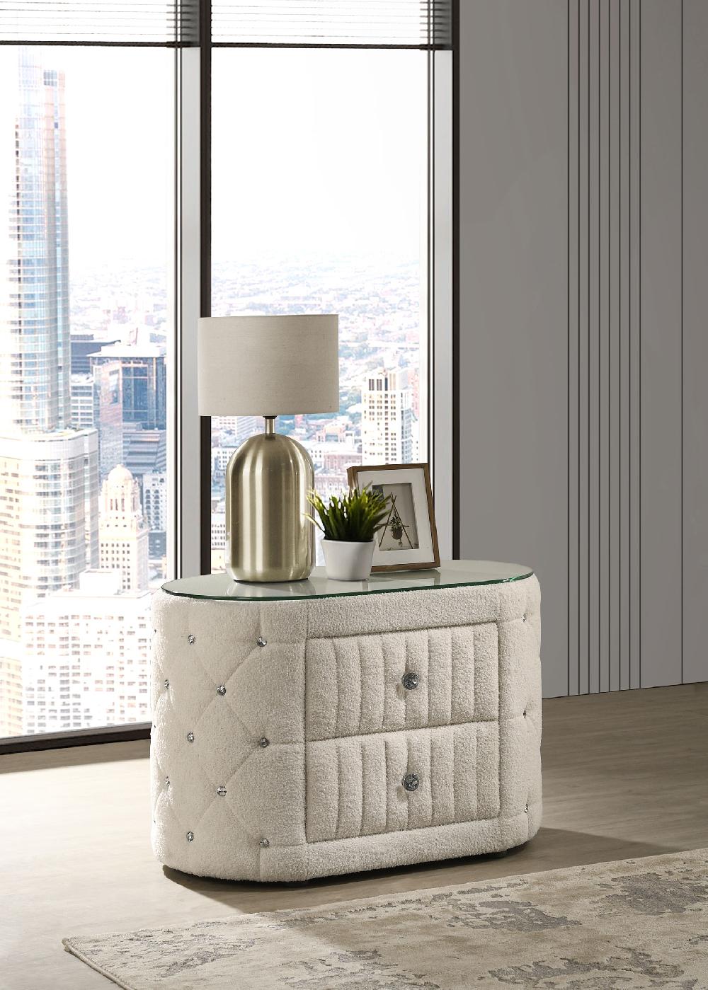 Coaster Sonya 2-drawer Upholstered Nightstand Bedside Table Ivory