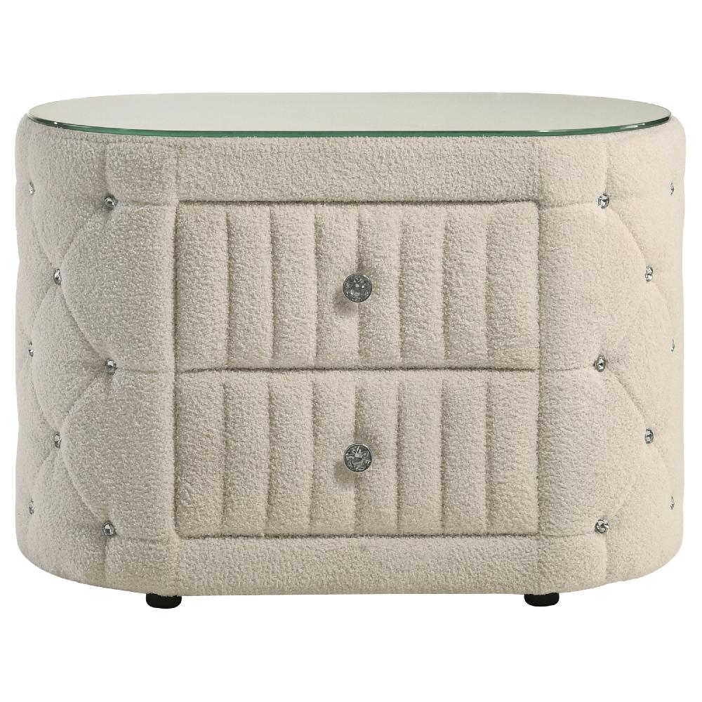 Coaster Sonya 2-drawer Upholstered Nightstand Bedside Table Ivory