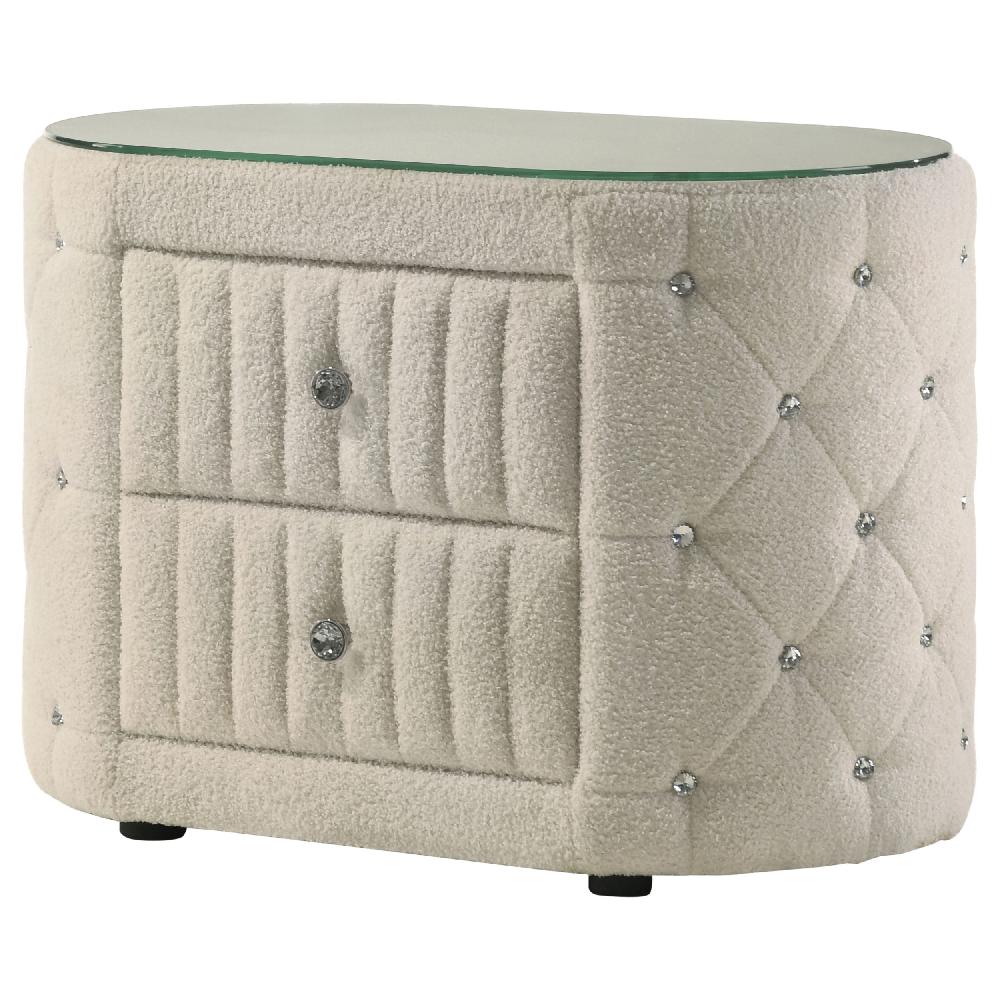 Coaster Sonya 2-drawer Upholstered Nightstand Bedside Table Ivory