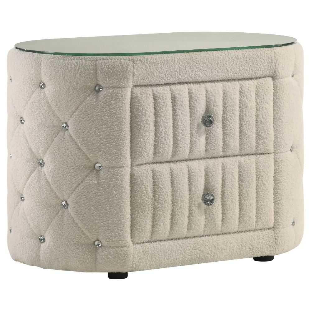 coaster Sonya 2-drawer Upholstered Nightstand Bedside Table Ivory