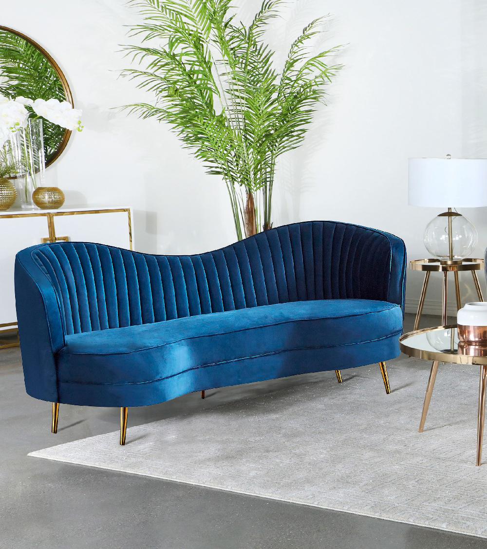 Coaster Sophia Upholstered Channel Tufted Sofa Blue