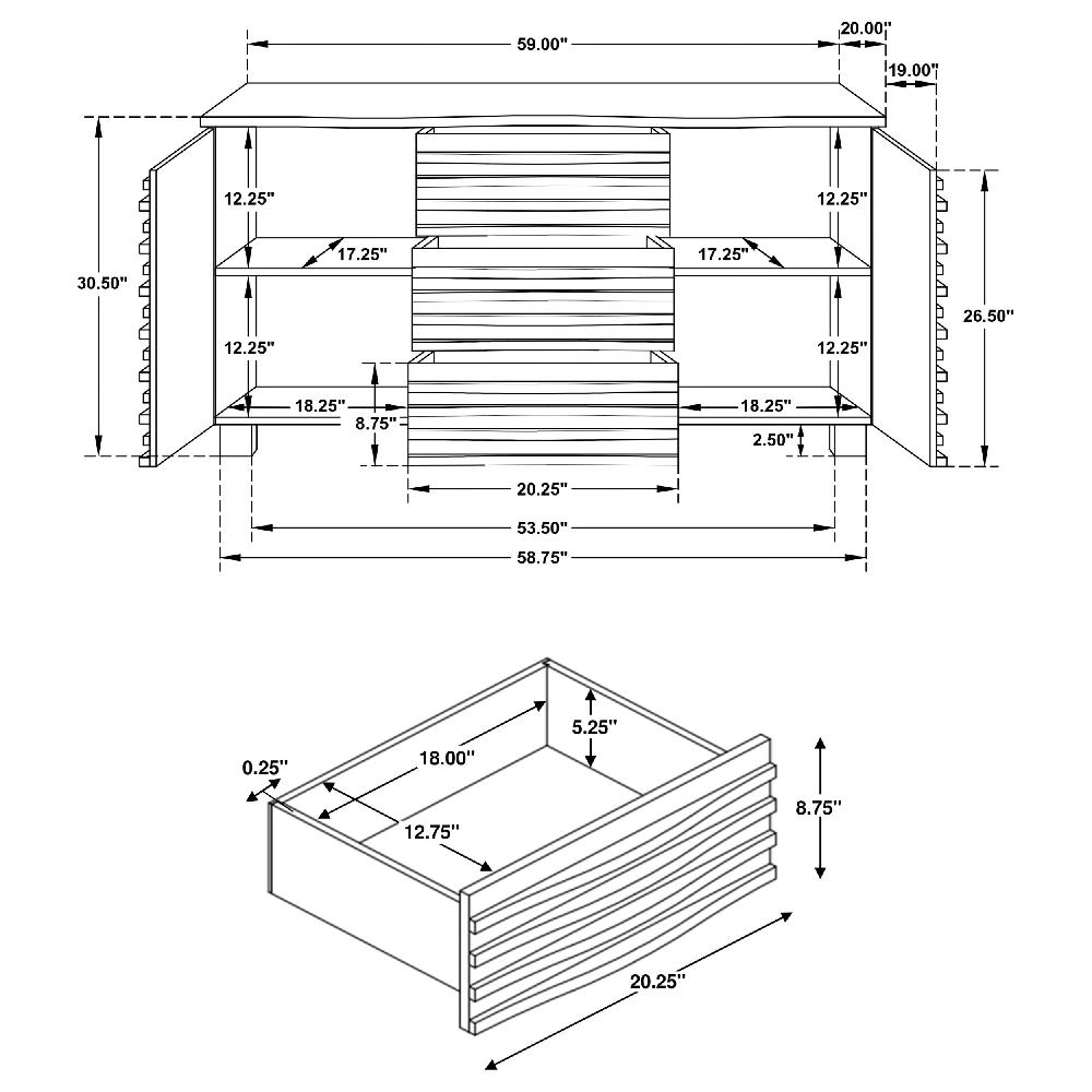 Coaster Stanton 3-drawer Sideboard Buffet Storage Cabinet Black