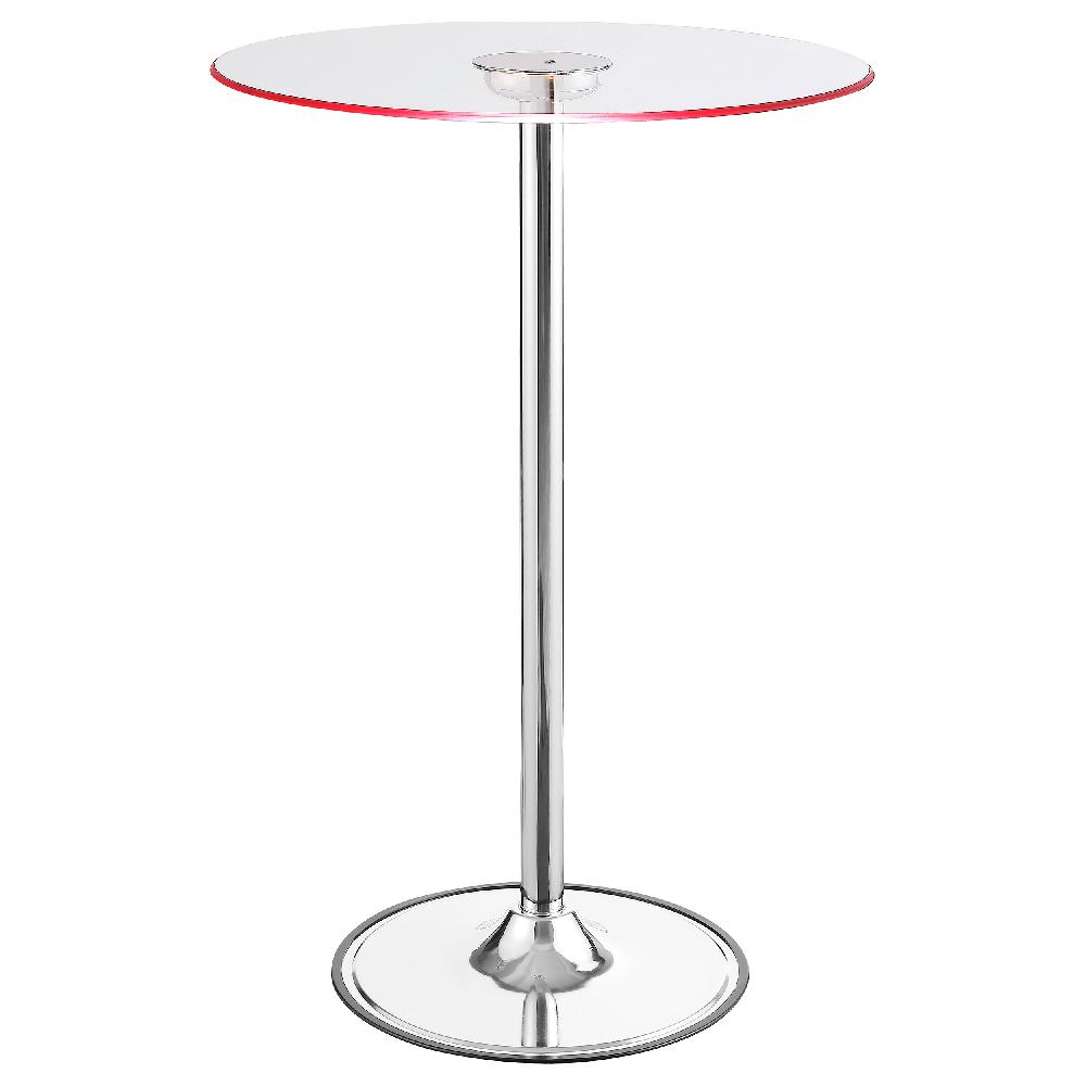 Coaster Thea Round 28-inch Glass Top LED Bistro Bar Table Chrome