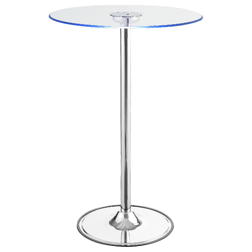 Coaster Thea Round 28-inch Glass Top LED Bistro Bar Table Chrome