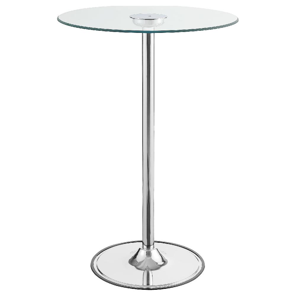 coaster Thea Round 28-inch Glass Top LED Bistro Bar Table Chrome