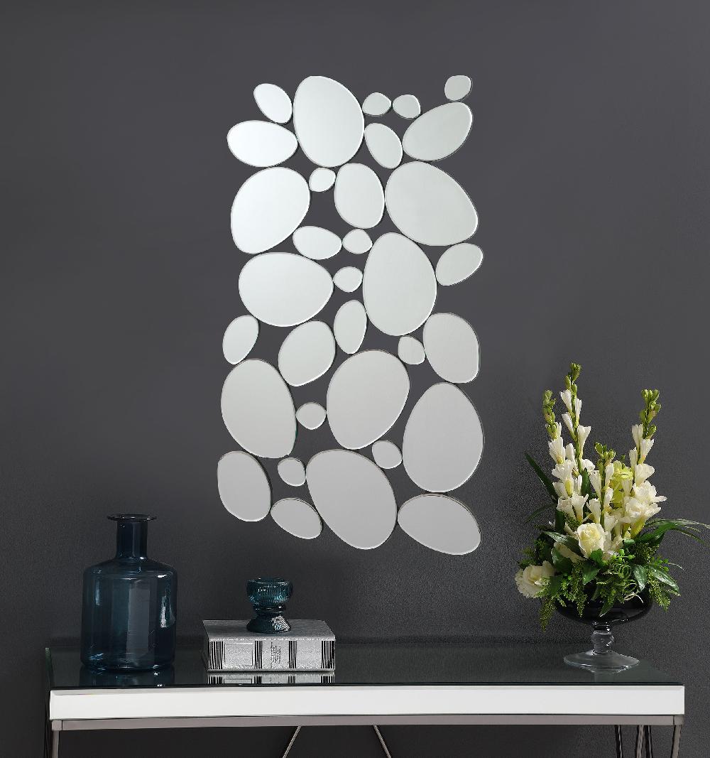 Coaster Topher 29 X 51 Inch Pebble Themed Wall Mirror Silver