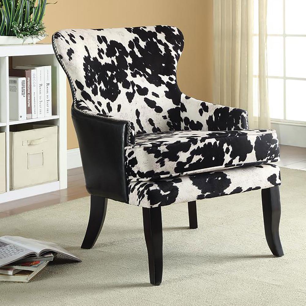 Coaster Trea Cowhide Print Upholstered Accent Chair Black And White