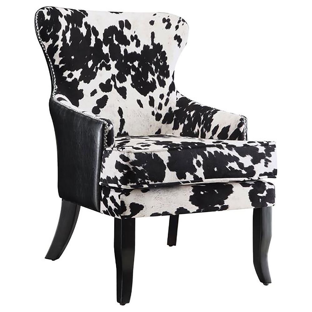 coaster Trea Cowhide Print Upholstered Accent Chair Black and White