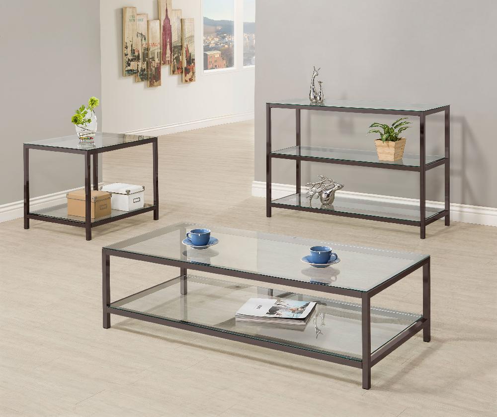 Coaster Trini 2-shelf Glass Top Entryway Console Table Black Nickel