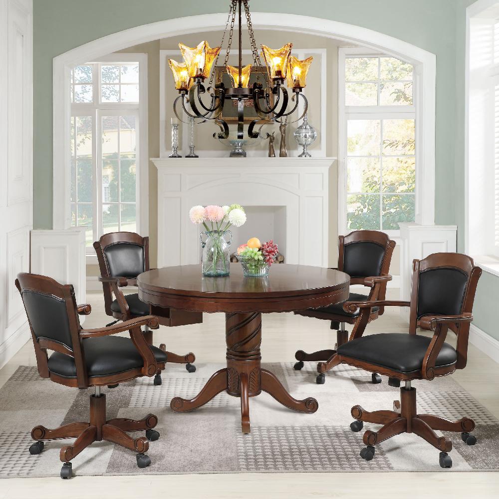 coaster Turk 5-piece 3-in-1 Dining and Game Table Set Tobacco