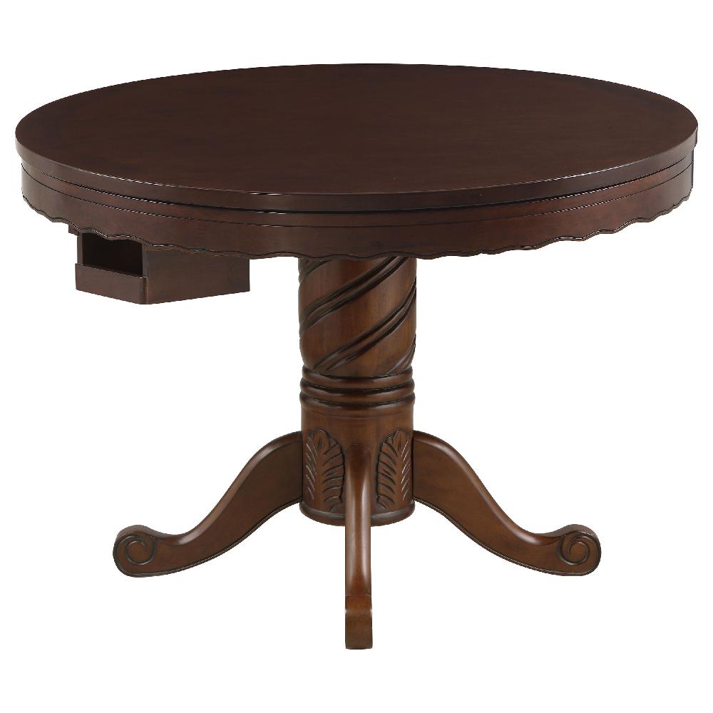 coaster Turk Round Dining and Billiard Poker Game Table Tobacco