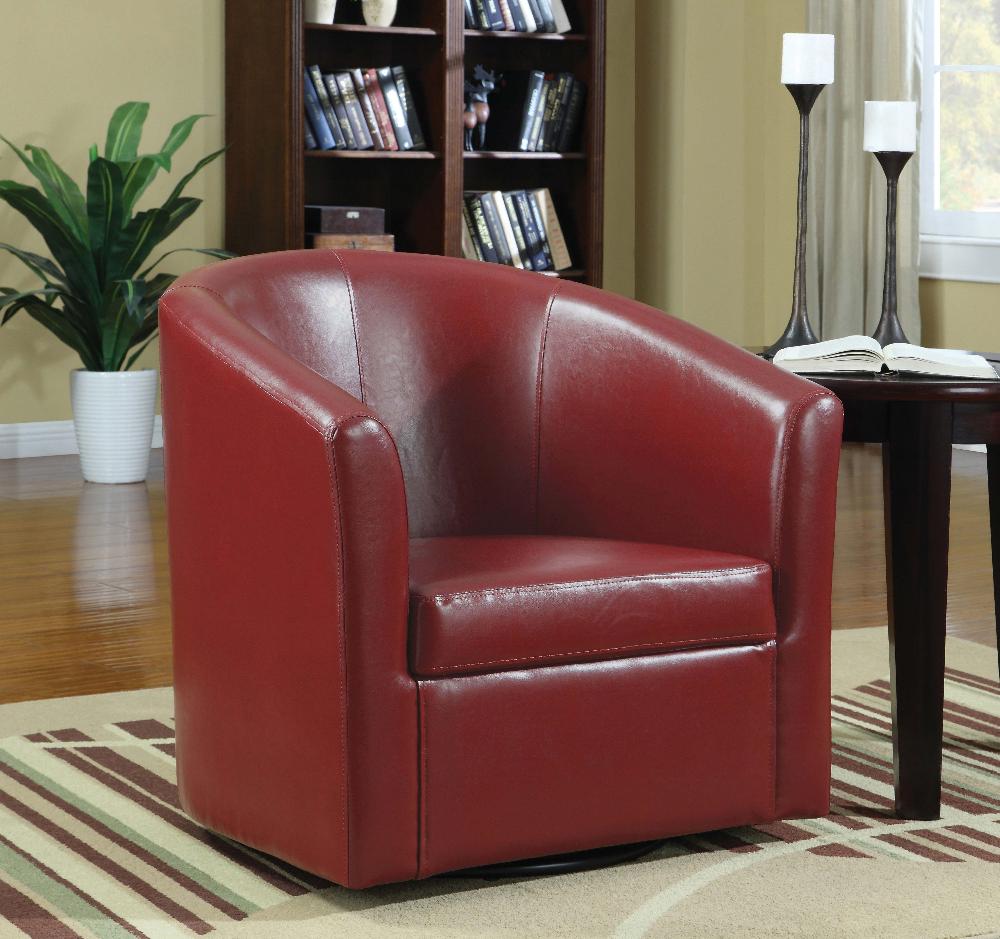 Coaster Turner Upholstered Barrel Back Swivel Chair Red