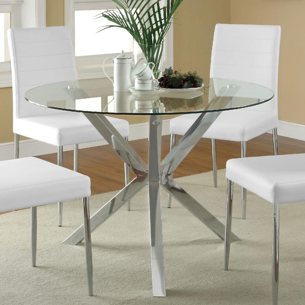 Coaster Vance Round 41-inch Glass Top Asterisk Dining Table Chrome