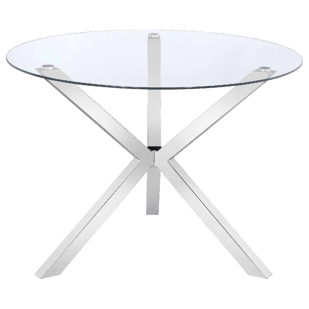 Coaster Vance Round 41-inch Glass Top Asterisk Dining Table Chrome