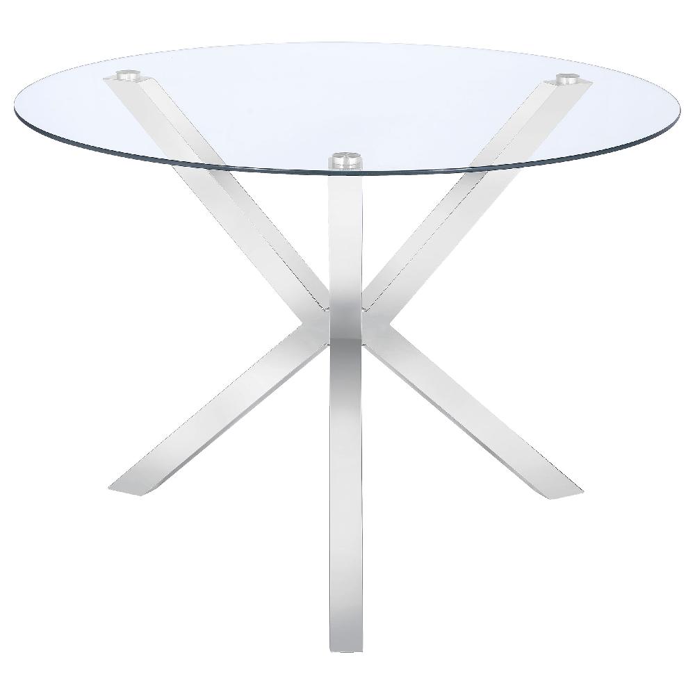 coaster Vance Round 41-inch Glass Top Asterisk Dining Table Chrome