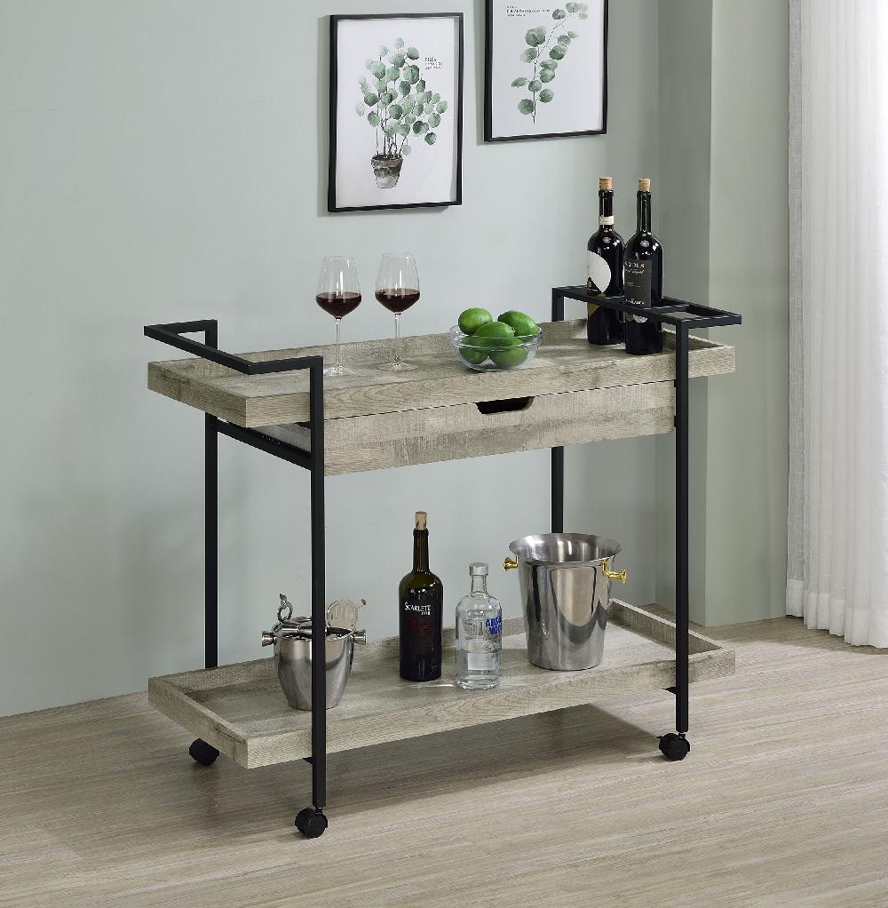 Coaster Ventura 1-drawer Engineered Wood Bar Cart Grey Driftwood