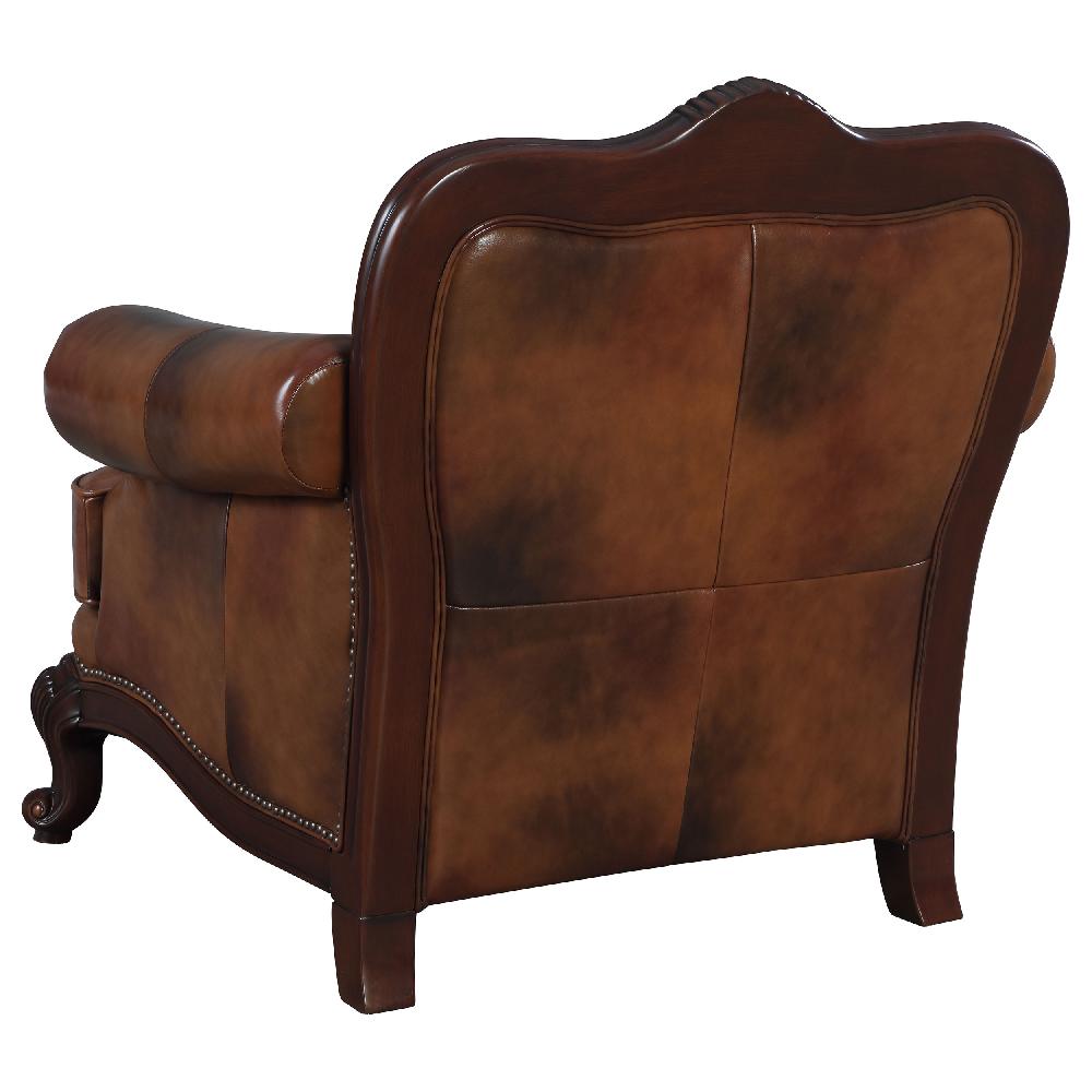 Coaster Victoria Full Leather Upholstered Rolled Arm Chair Brown