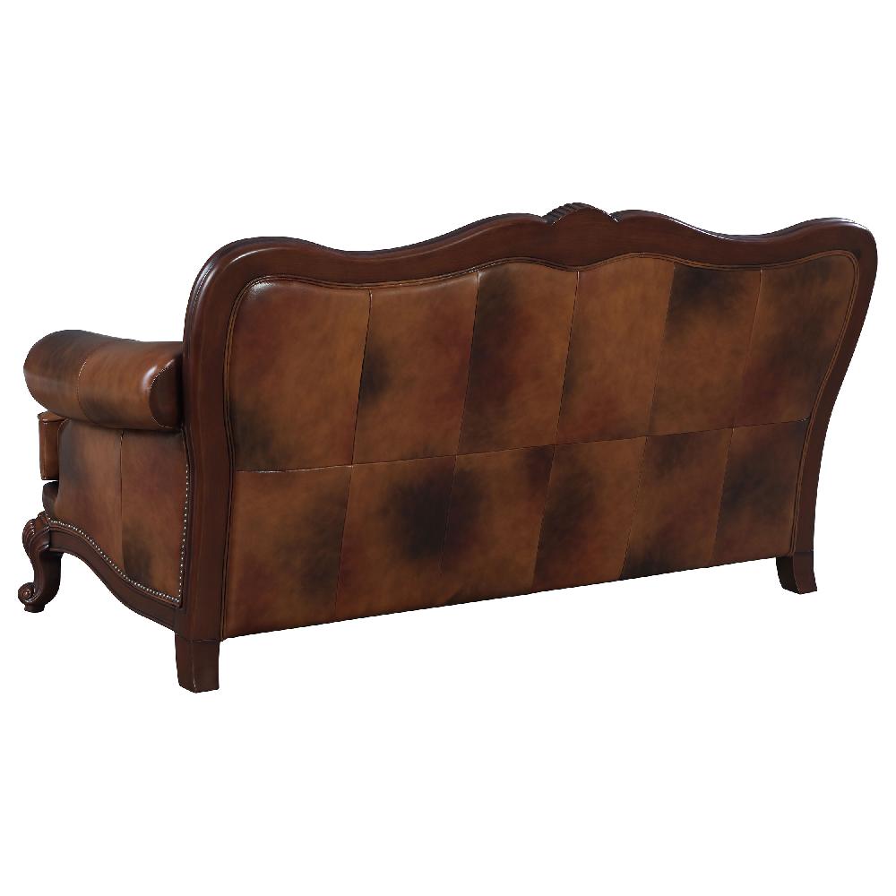 Coaster Victoria Full Leather Upholstered Rolled Arm Sofa Brown