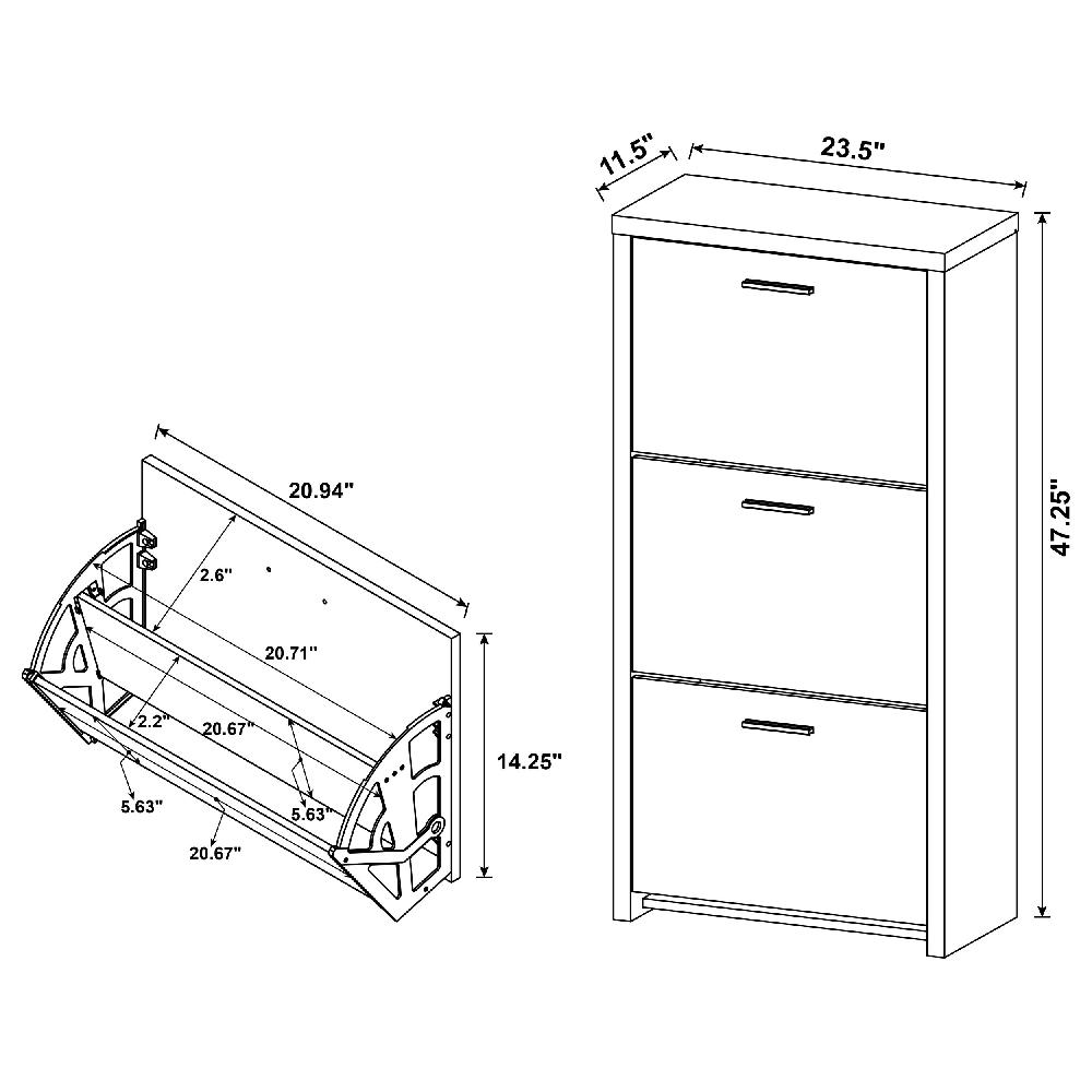Coaster Vivian 3-drawer Engineered Wood Shoe Cabinet Black