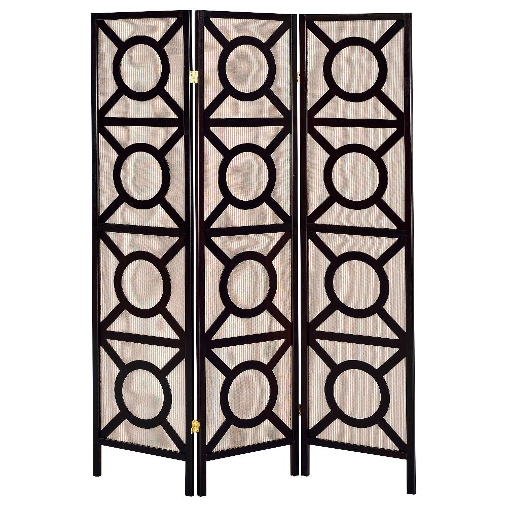 Coaster Vulcan 3 Panel Room Divider Folding Shoji Screen Cappuccino