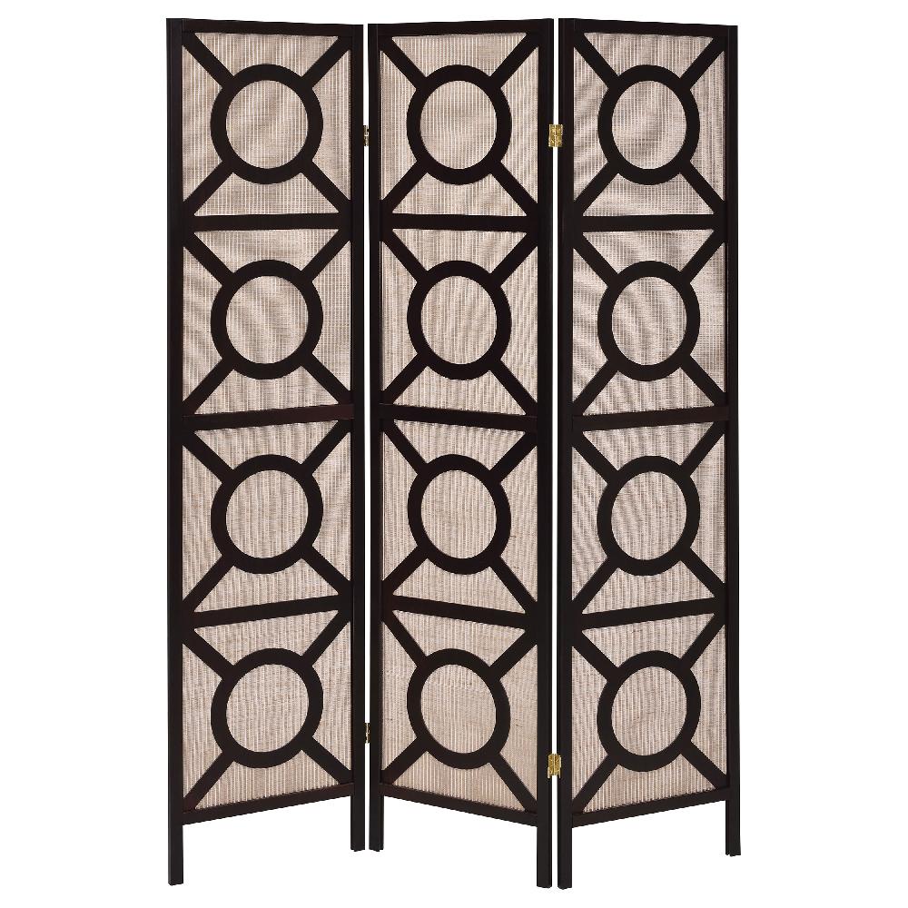 Coaster Vulcan 3 Panel Room Divider Folding Shoji Screen Cappuccino