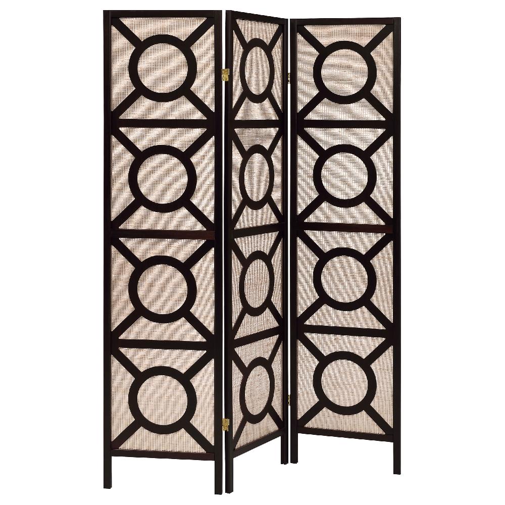 coaster Vulcan 3 Panel Room Divider Folding Shoji Screen Cappuccino