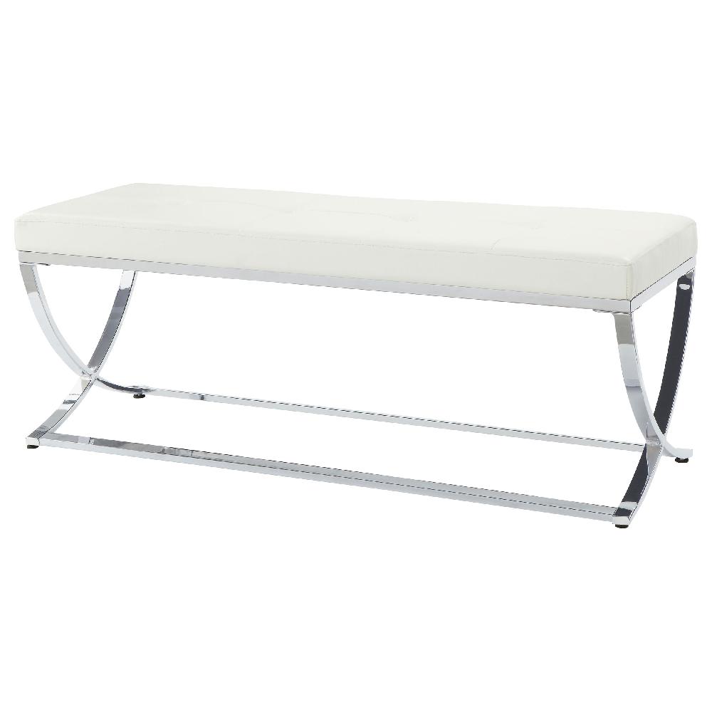 Coaster Walton Leatherette Upholstered Tufted Accent Bench White