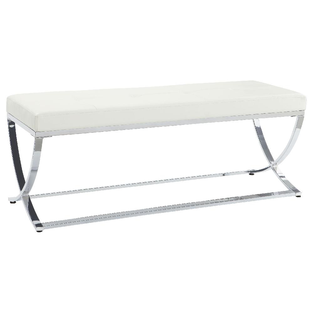coaster Walton Leatherette Upholstered Tufted Accent Bench White