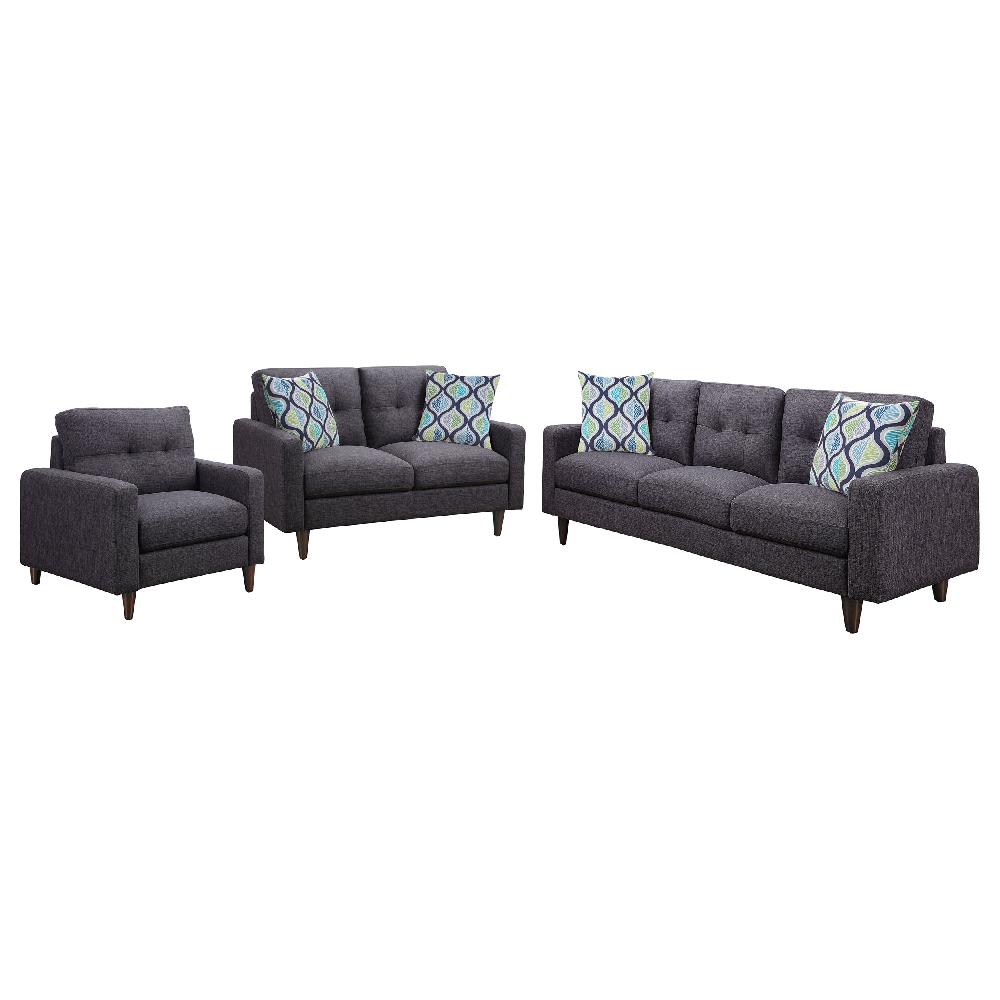 Coaster Watsonville 3-piece Upholstered Track Arm Sofa Set Grey