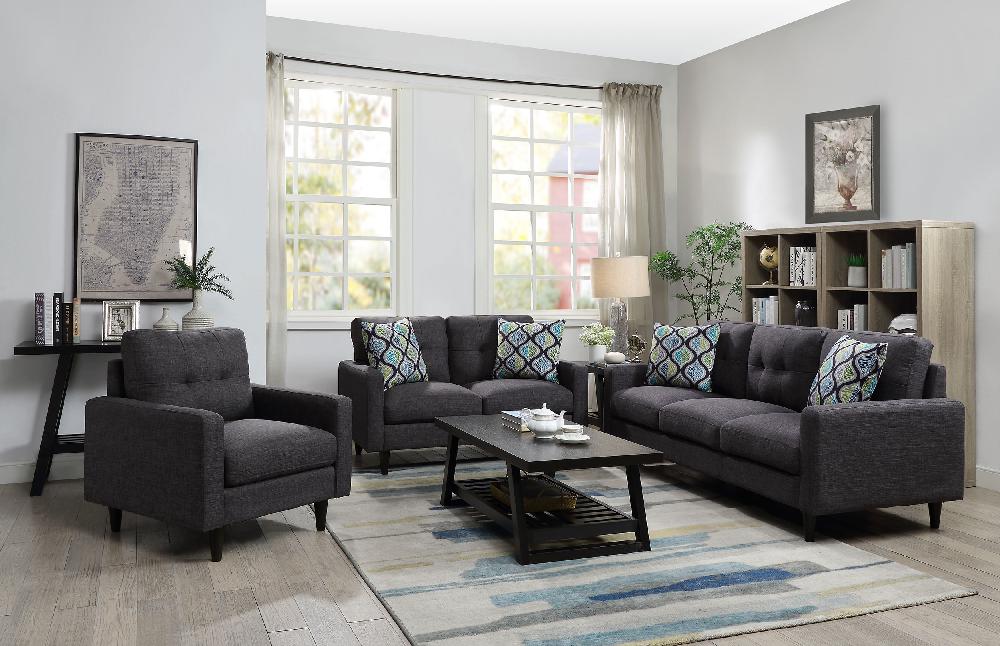 coaster Watsonville 3-piece Upholstered Track Arm Sofa Set Grey