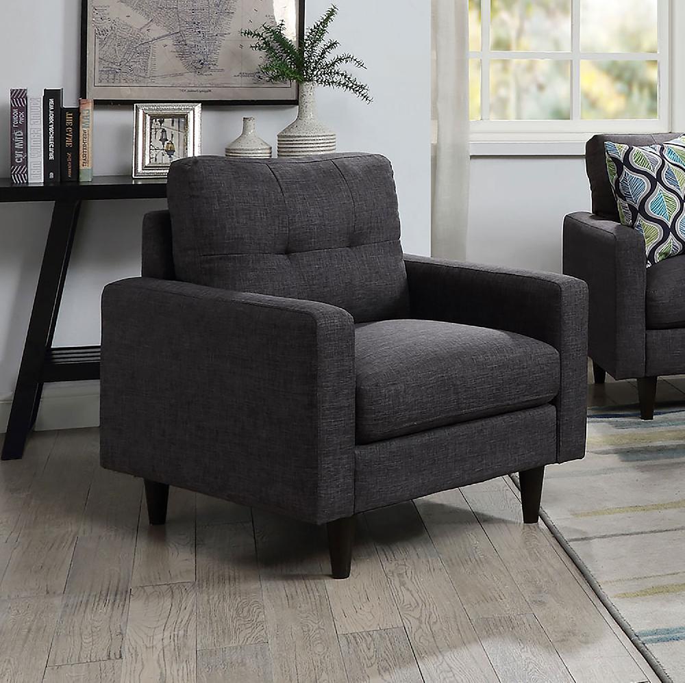 Coaster Watsonville Upholstered Track Arm Tufted Accent Chair Grey