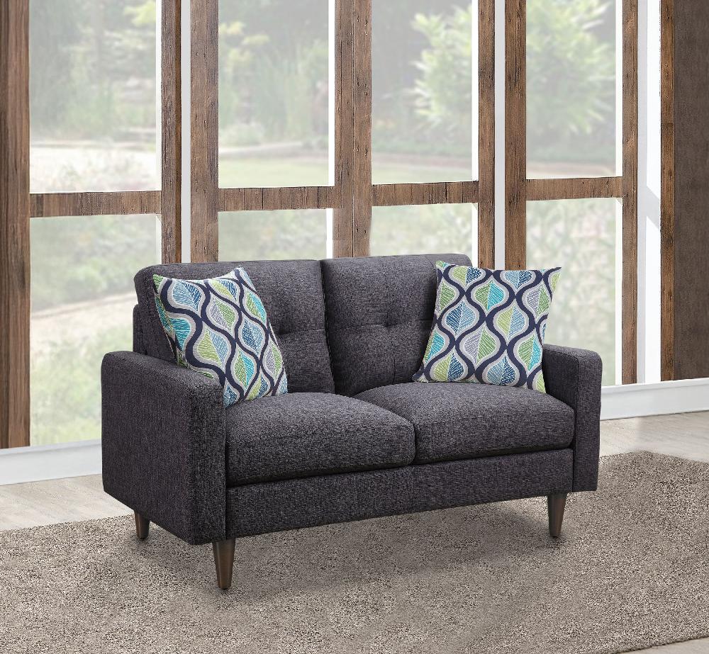 Coaster Watsonville Upholstered Track Arm Tufted Loveseat Grey