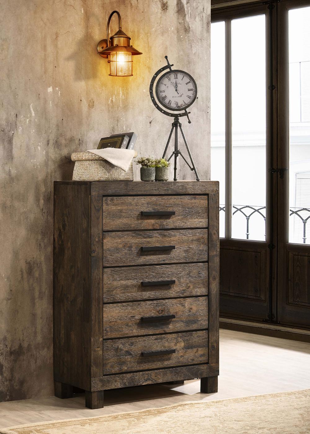 Coaster Woodmont 5-drawer Bedroom Chest Rustic Golden Brown