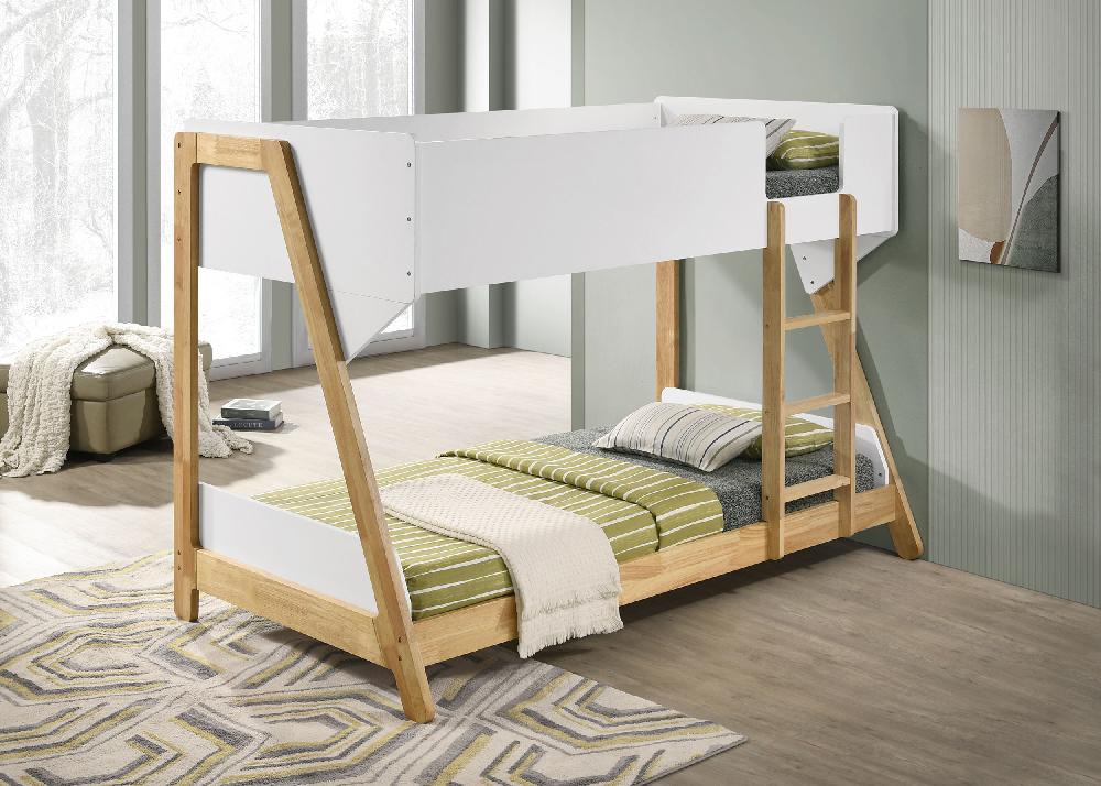 Coaster Wyatt Wood Twin Over Twin Bunk Bed White And Natural