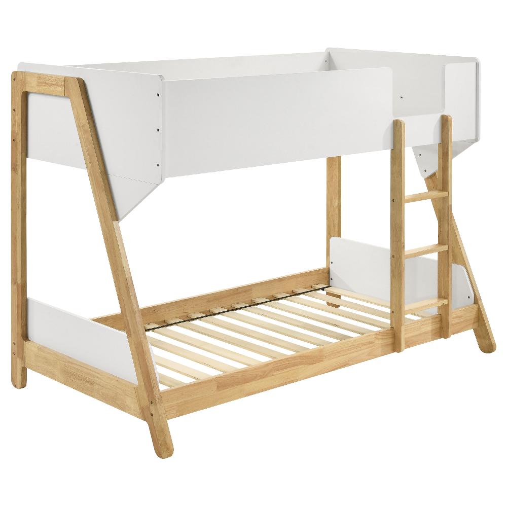 coaster Wyatt Wood Twin Over Twin Bunk Bed White and Natural