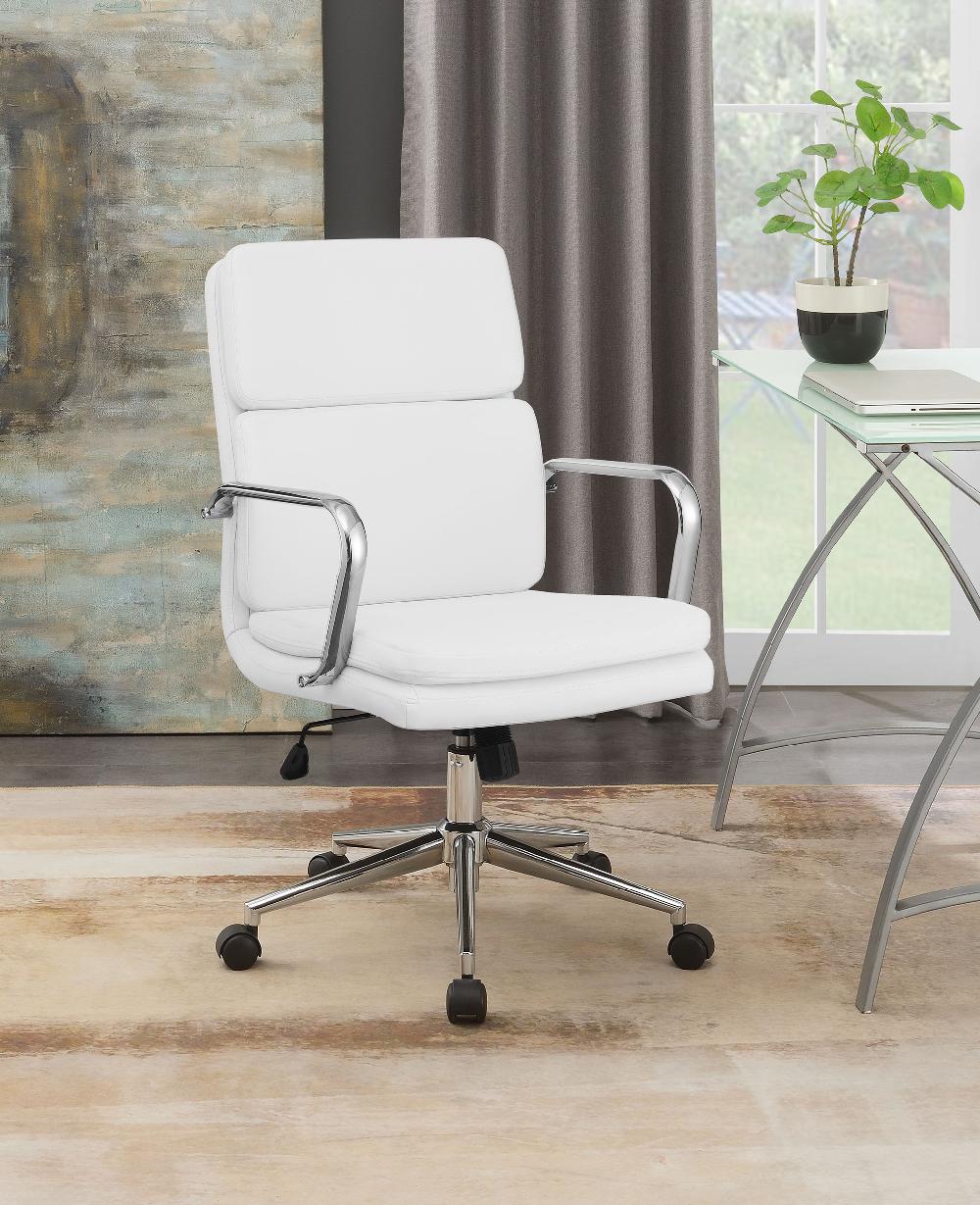 Coaster Ximena Upholstered Adjustable Mid Back Office Chair White