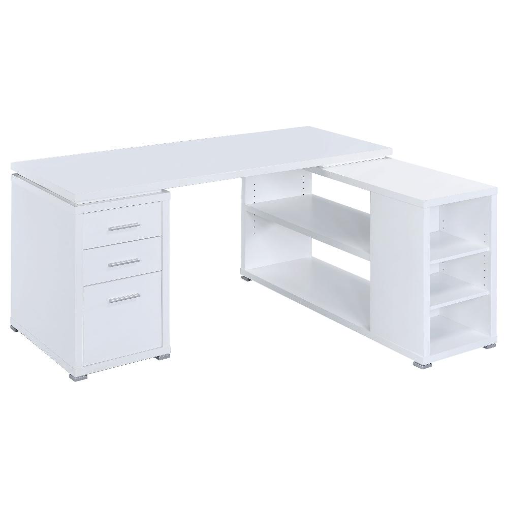 coaster Yvette 60-inch 3-drawer L-Shape Computer Desk White