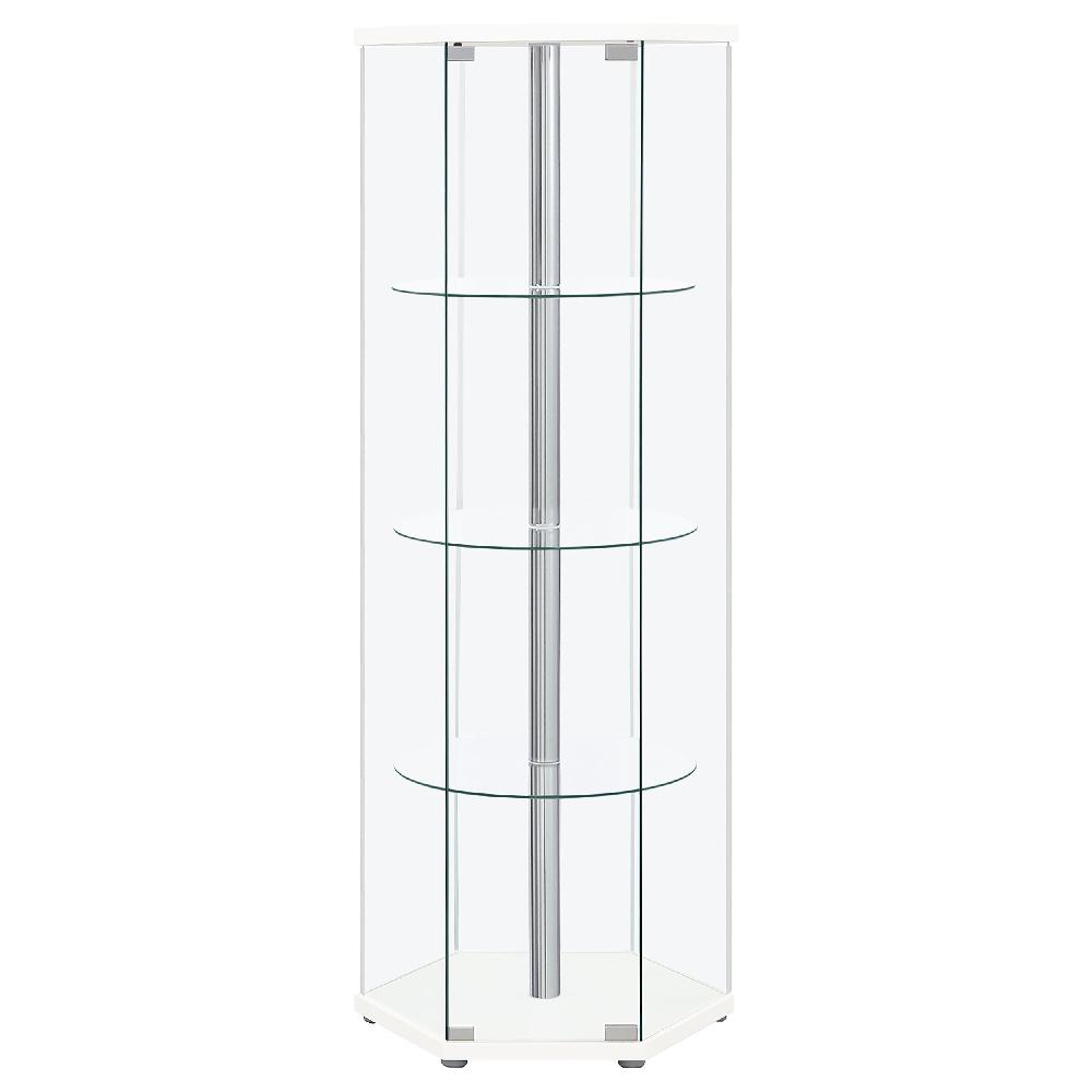 Coaster Zahavah 4-shelf Hexagonal Clear Glass Curio Cabinet White