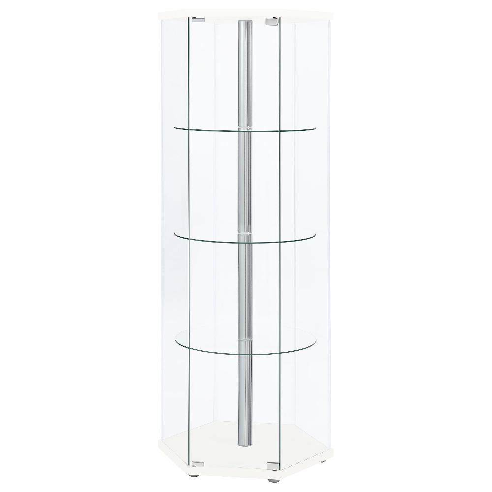 Coaster Zahavah 4-shelf Hexagonal Clear Glass Curio Cabinet White