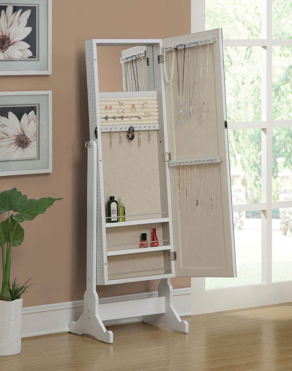 Coaster Zayas Cheval Mirror With Jewelry Storage White