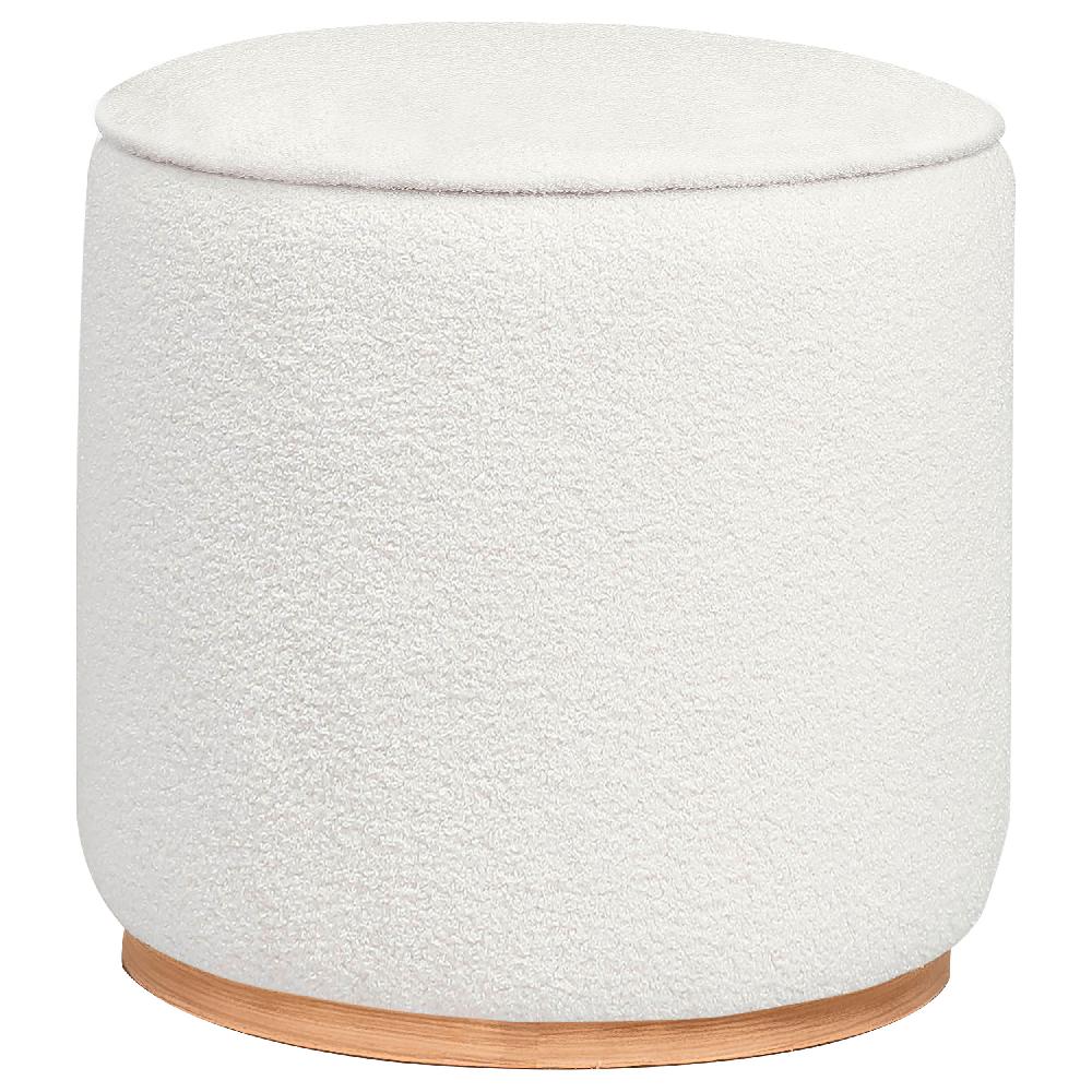 coaster Zena Faux Sheepskin Upholstered Round Ottoman Ivory