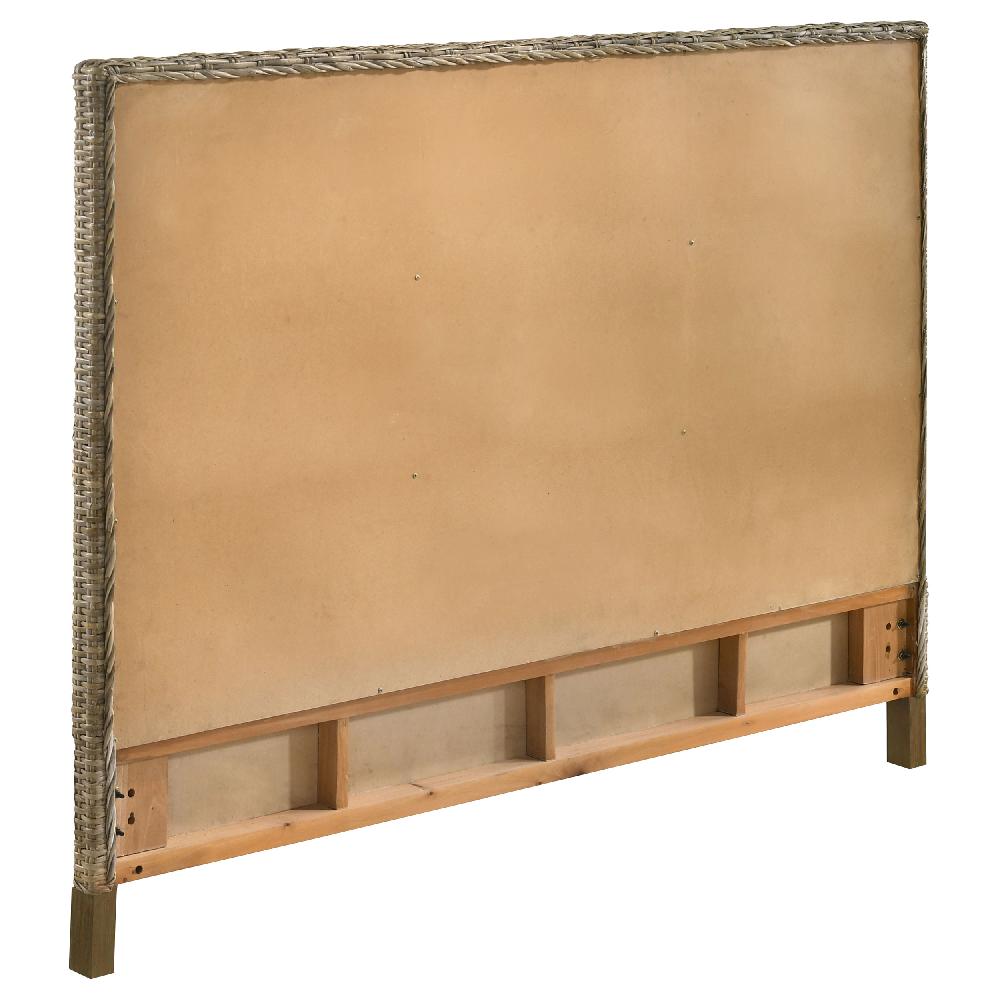 Coaster Zyla Woven Rattan Queen Panel Headboard Kubu Grey