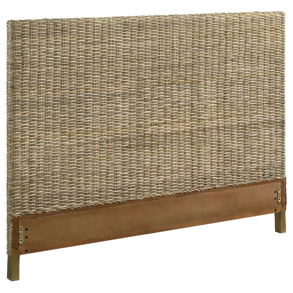 coaster Zyla Woven Rattan Queen Panel Headboard Kubu Grey