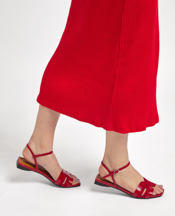 Coclico Fair SandalZen Red Crinkled Patent & Suede