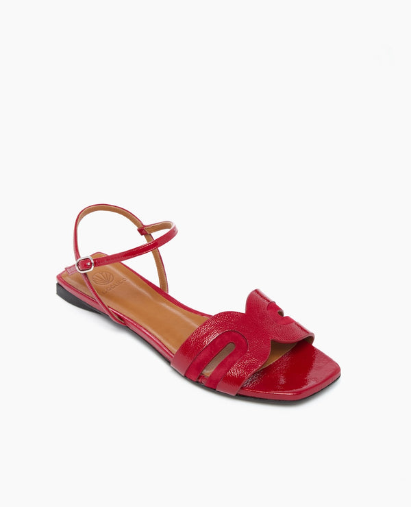 Coclico Fair SandalZen Red Crinkled Patent & Suede