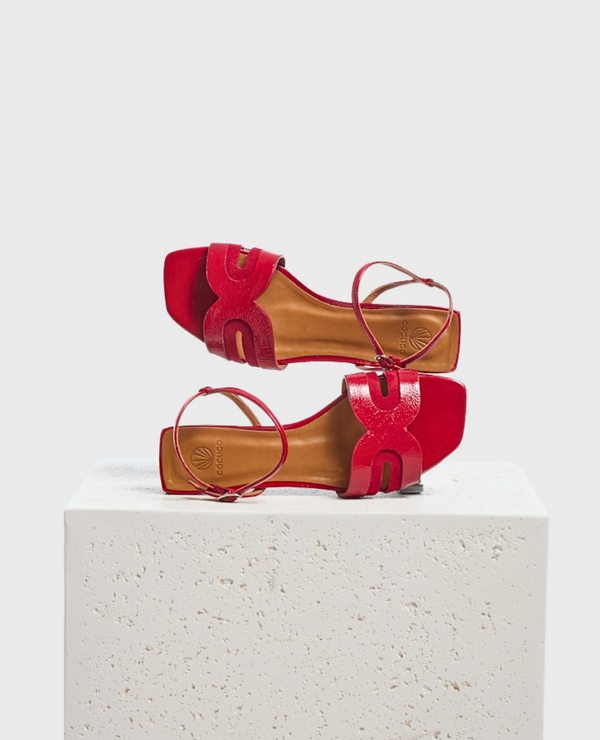 coclico Fair SandalZen Red Crinkled Patent & Suede